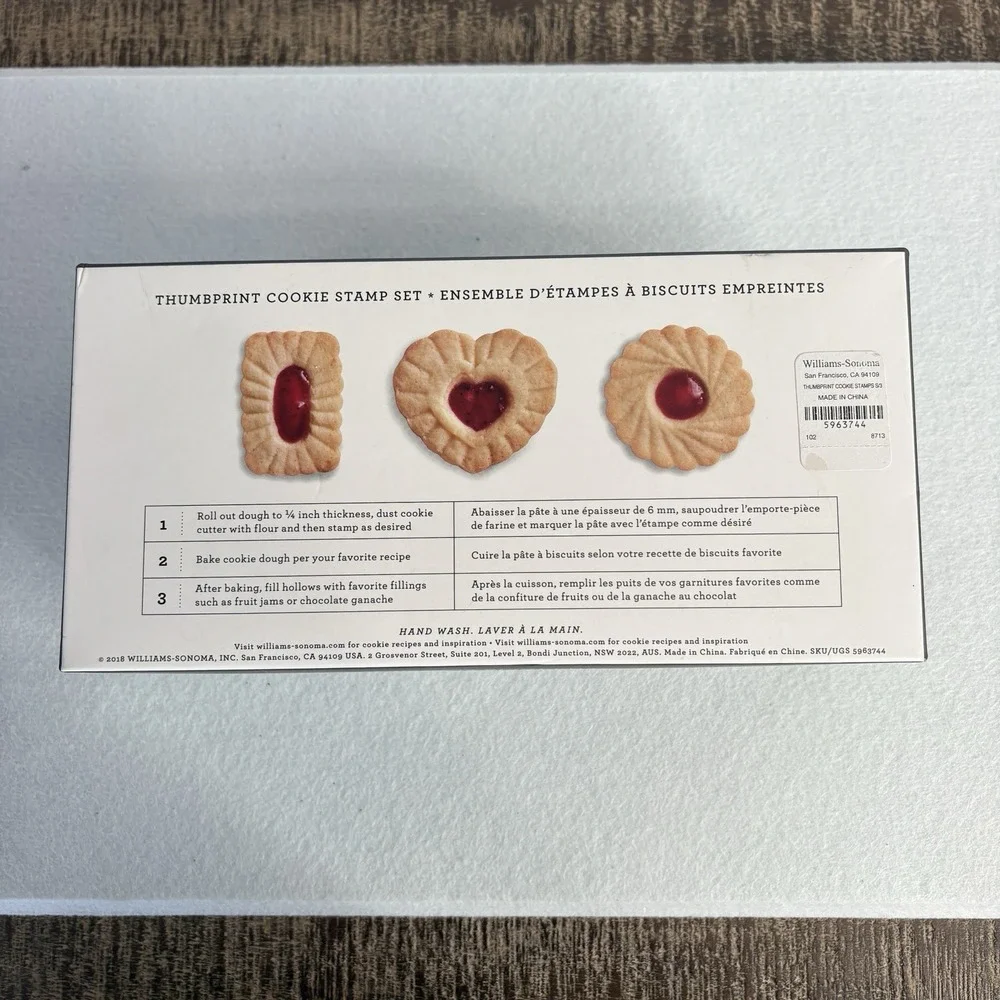 William Sonoma Thumbprint Cookie Stamp Set Of 3 Baking Christmas Holiday NEW